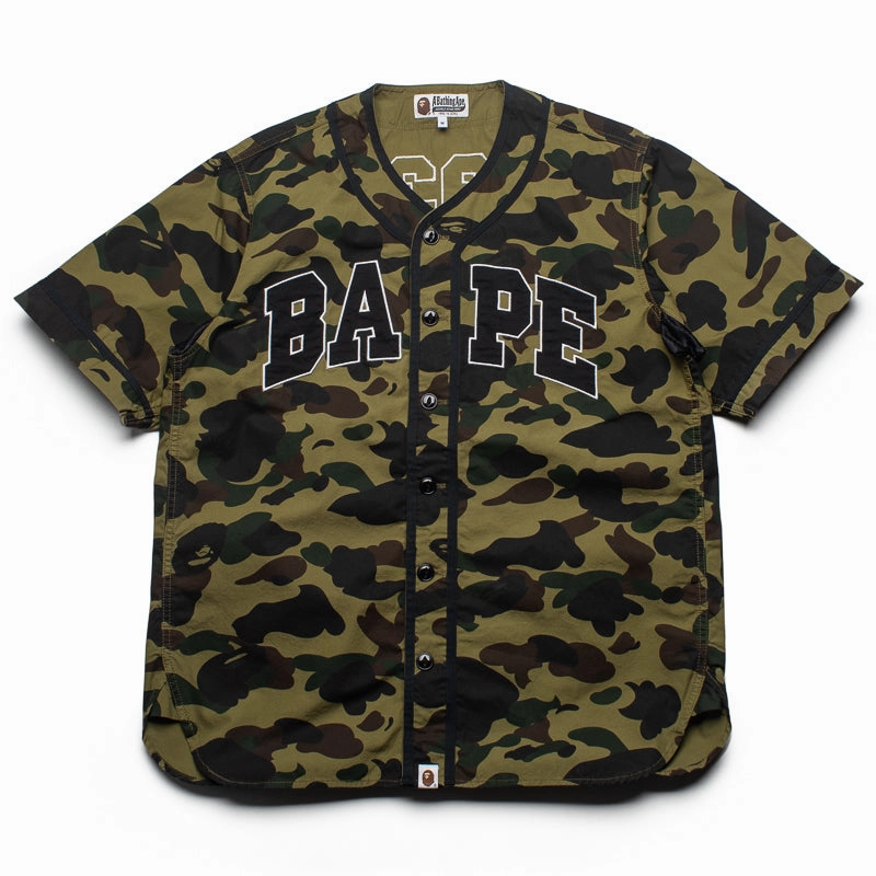 AntiClingFabric Relaxing Wear A Bathing Ape 1st Camo Baseball Jersey - Green