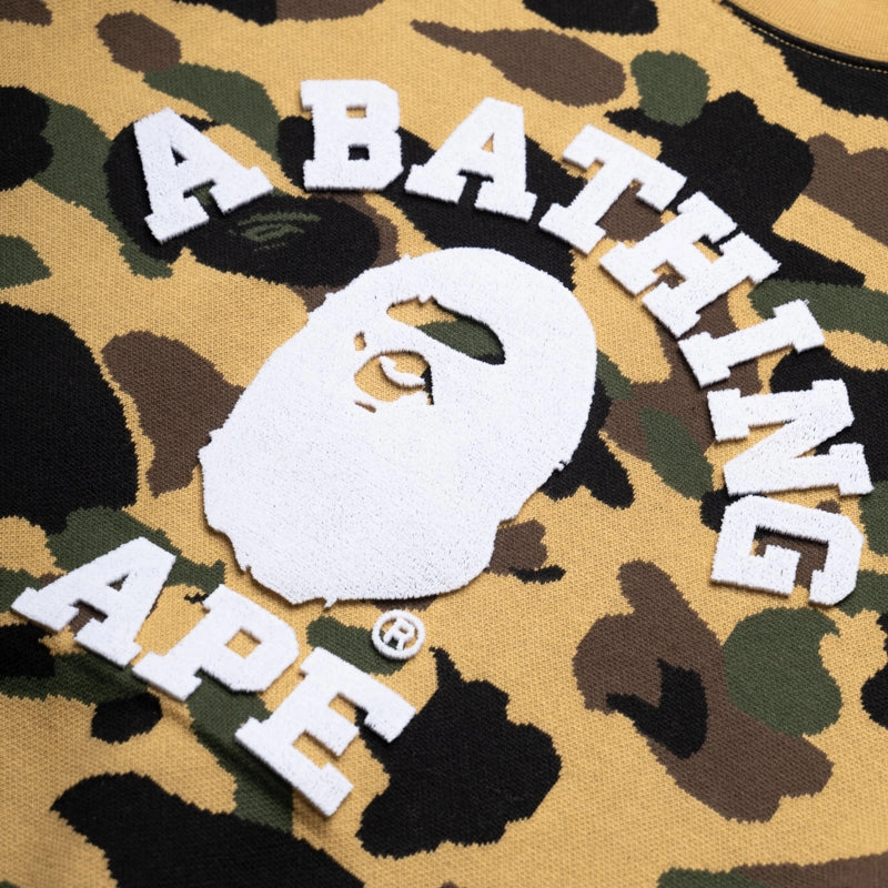 Soft Joggers A Bathing Ape 1st Camo Jacquard College Relax Fit Crewneck - Yellow