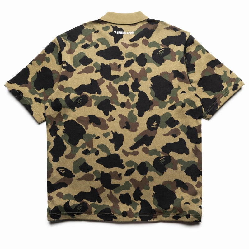 A Bathing Ape 1st Camo Jacquard Relax Fit Polo Shirt - Green Smile Glow