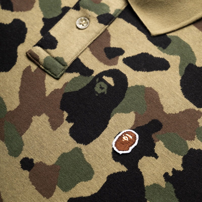 A Bathing Ape 1st Camo Jacquard Relax Fit Polo Shirt - Green Linen Soul