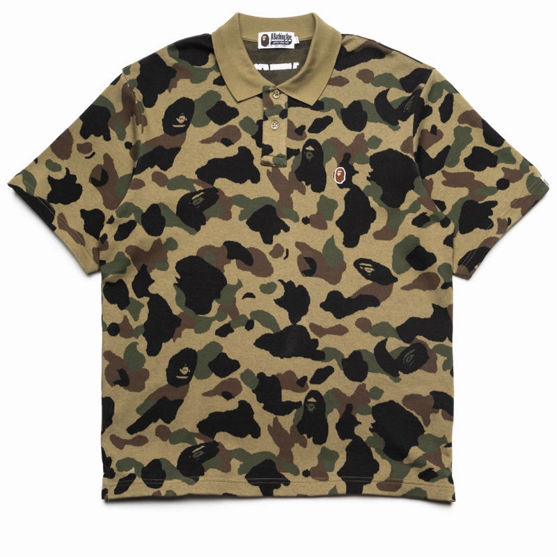 A Bathing Ape 1st Camo Jacquard Relax Fit Polo Shirt - Green AdaptiveFit