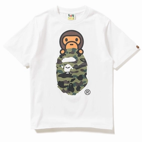A Bathing Ape 1st Camo Milo On Ape Head Tee - White/Green SnagProofMaterial