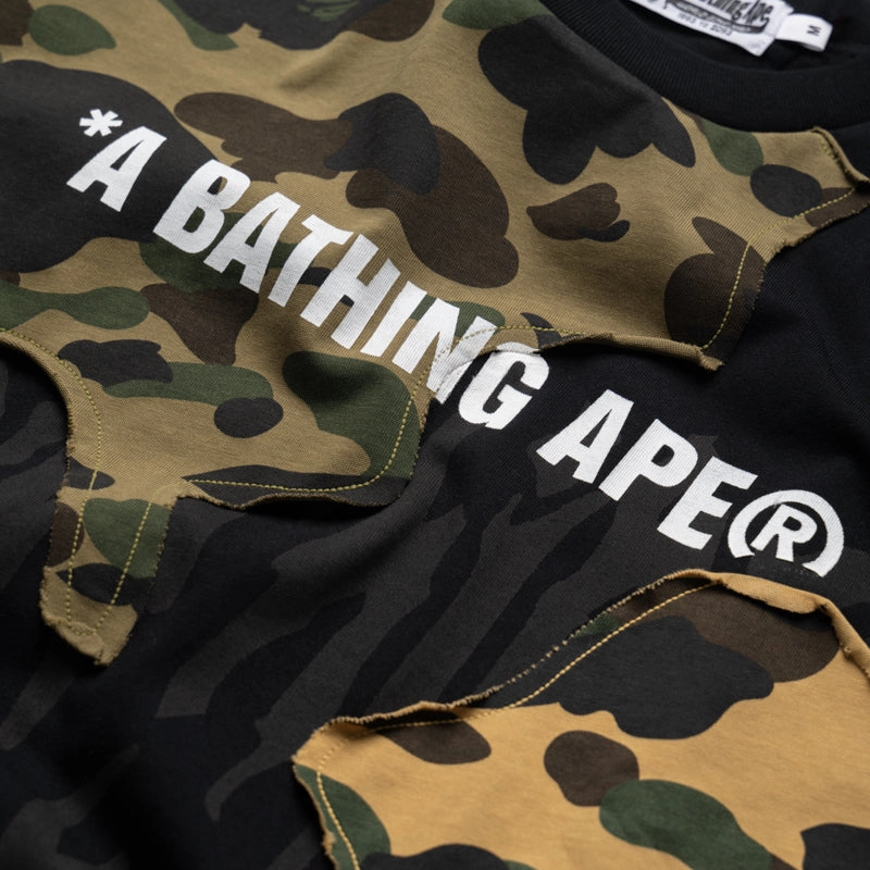 Sharp Cut A Bathing Ape 1st Camo Upcycled Logo Tee - Black