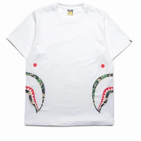 A Bathing Ape ABC Camo Side Shark Tee - White/Green ShrinkResistant Clean Cut