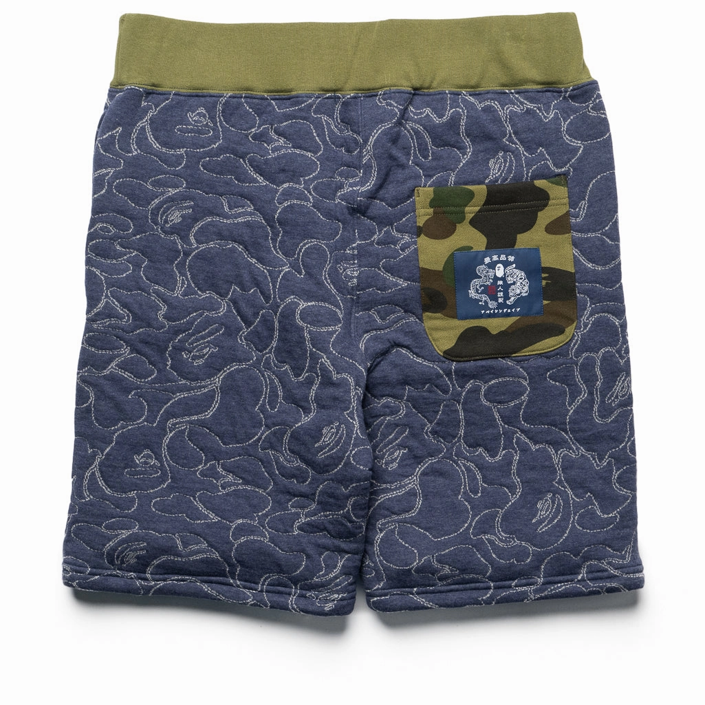 A Bathing Ape ABC Camo Sweatshorts - Navy Flexible Material