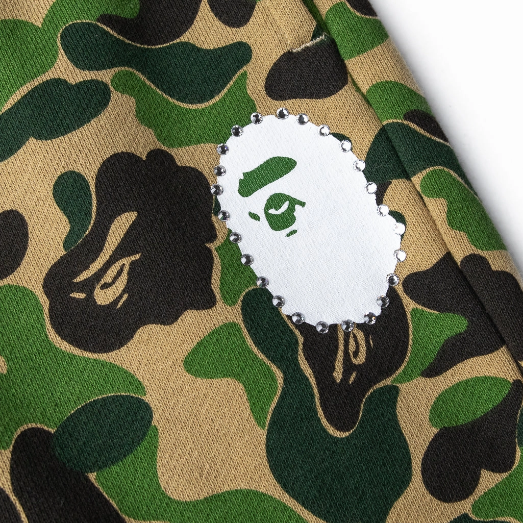 A Bathing Ape ABC Crystal Stone Sweatpants - Green Sharp Cut Seamless transition