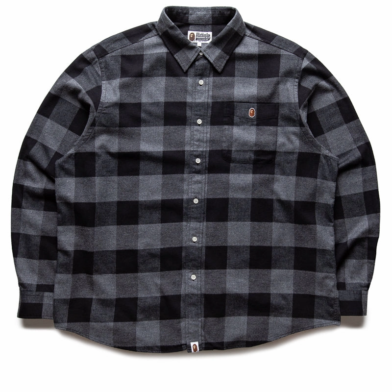OekoTexCertified Luxury Core A Bathing Ape Bape Check Ape Flannel Shirt - Black/Grey