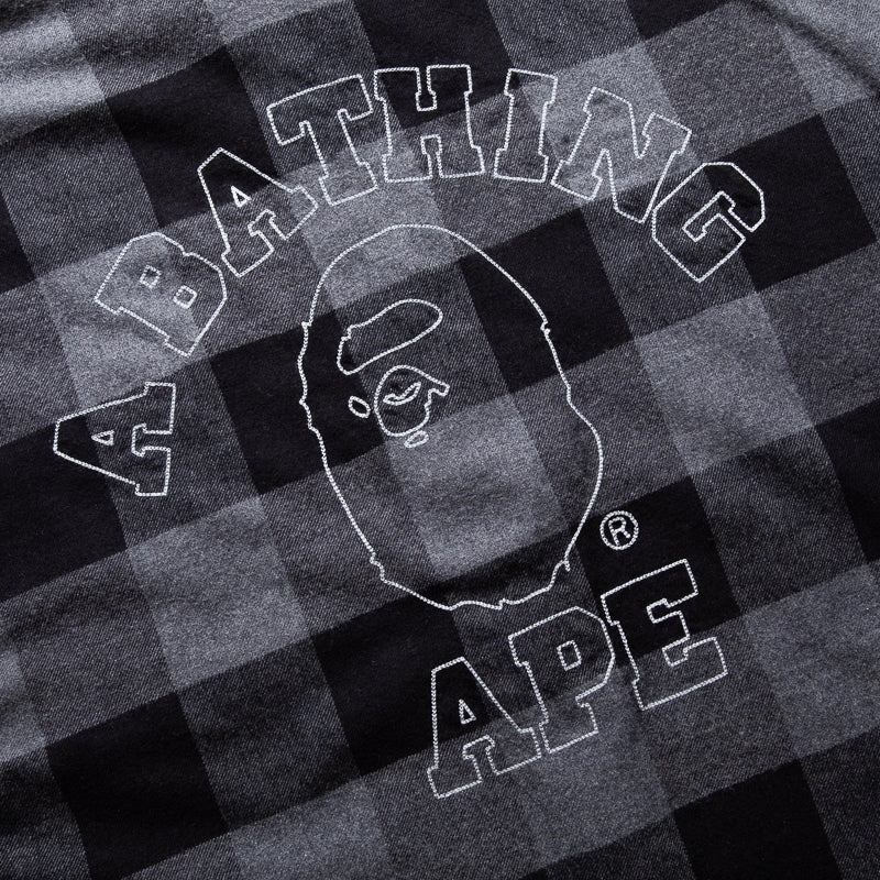 A Bathing Ape Bape Check Ape Flannel Shirt - Black/Grey Star Light