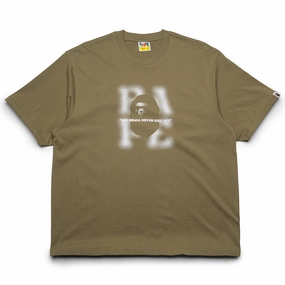 A Bathing Ape Blur Logo Tee - Olive Drab Breathable fabric Versatile Dress