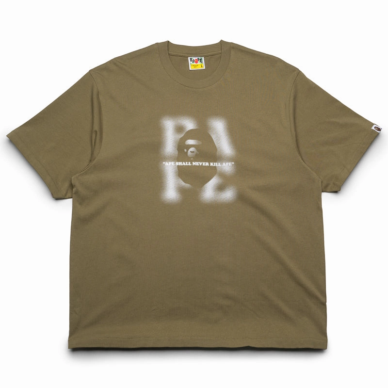 Stylish Blouse A Bathing Ape Blur Logo Tee - Olive Drab