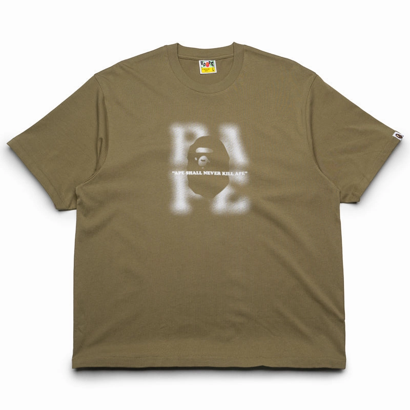A Bathing Ape Blur Logo Tee - Olive Drab Breathable fabric Versatile Dress