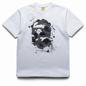 A Bathing Ape City Camo Painting Ape Head Tee - White Winter Protection