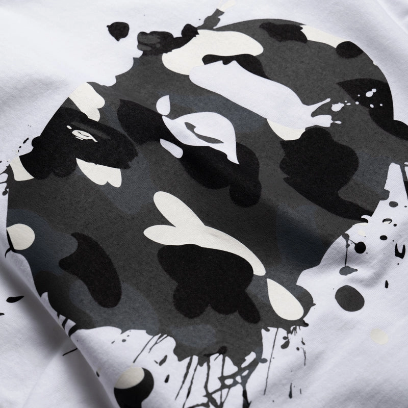 Casual Wear Fresh Glow A Bathing Ape City Camo Painting Ape Head Tee - White