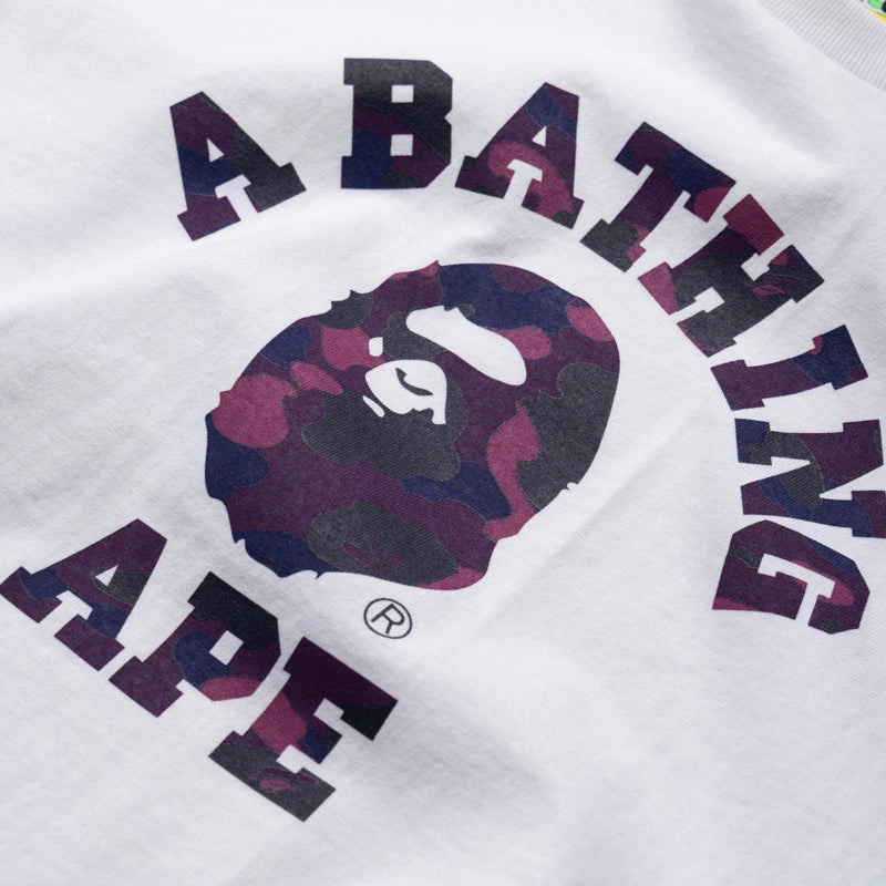 Easy Layer Sunset Scene A Bathing Ape Color Camo College Tee - White/Purple