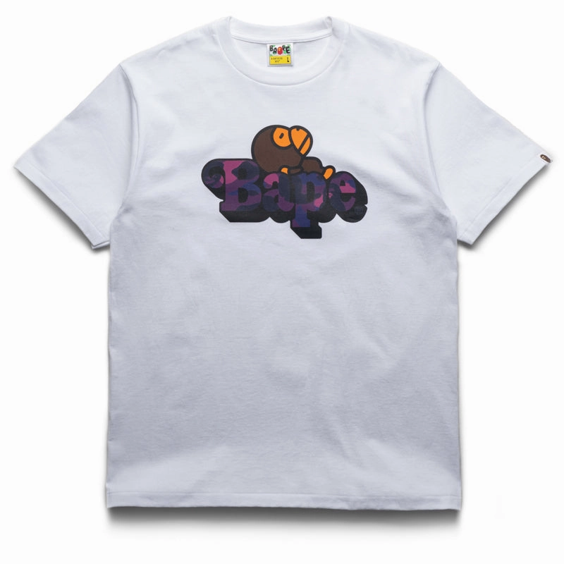 StaticResistant Adjustable drawstring A Bathing Ape Color Camo Milo On Bape Tee - White/Purple