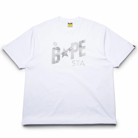 A Bathing Ape Floral Solid Camo Bape Sta Logo Tee - White TaglessNeckline
