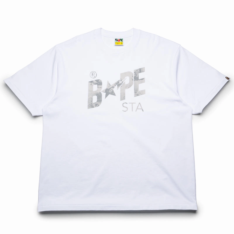 A Bathing Ape Floral Solid Camo Bape Sta Logo Tee - White TaglessNeckline