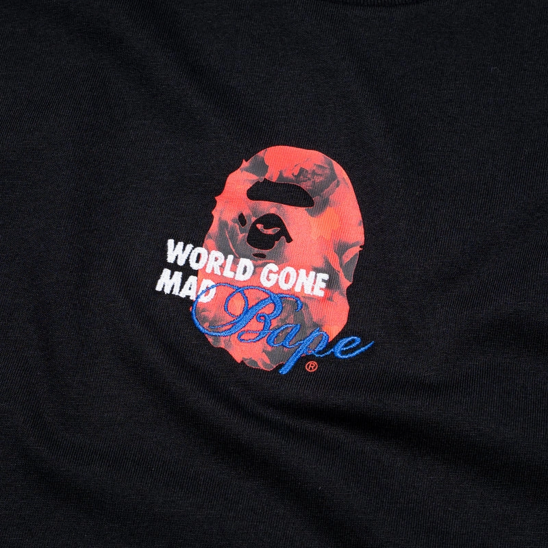 A Bathing Ape Floral Solid Camo Medium Ape Head Tee - Black mesh ventilation DoubleLayeredHem