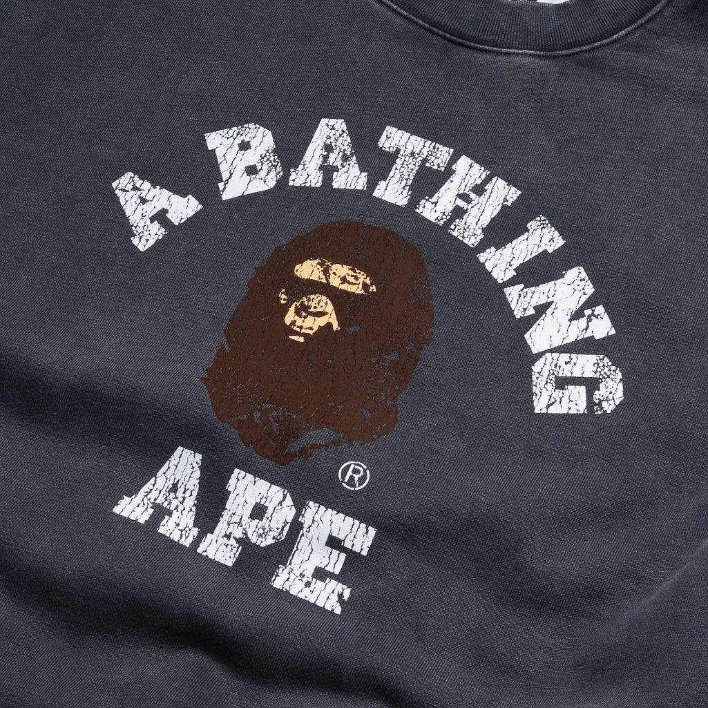 A Bathing Ape Garment Dye College Crewneck - Charcoal AbrasiveReinforcedZones Fall Mood