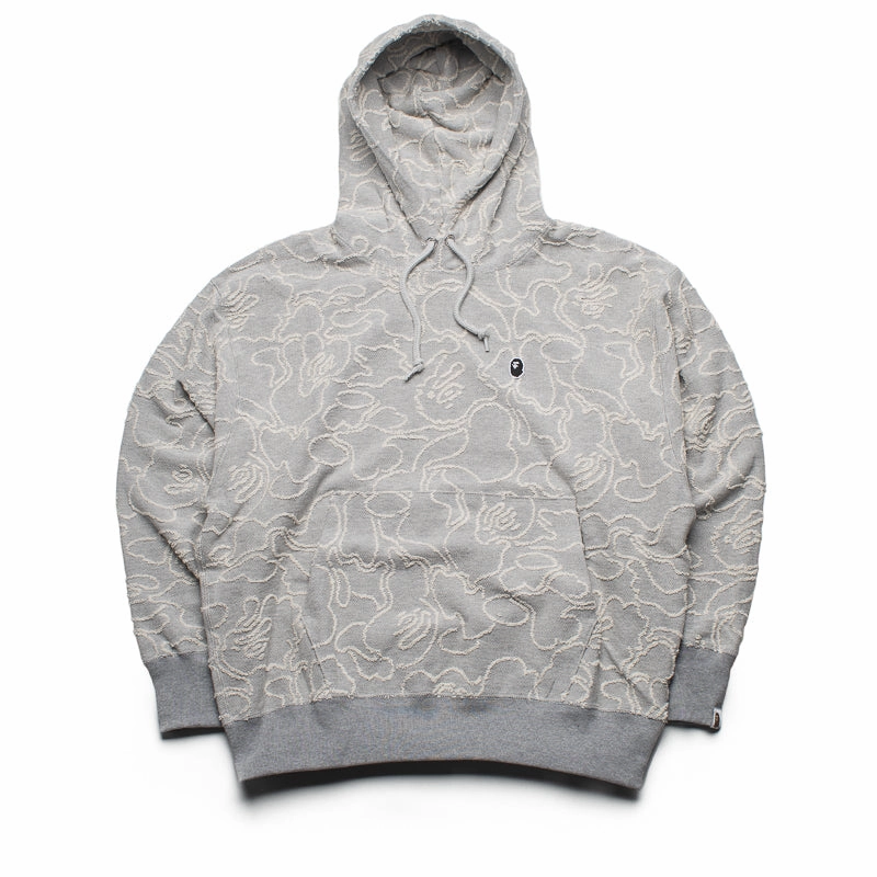 A Bathing Ape Line Camo Jacquard Pullover Hoodie - Grey Reinforced Hem