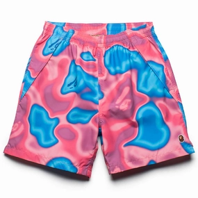 A Bathing Ape Liquid Camo One Point Beach Shorts - Pink Body Free