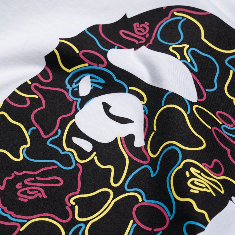 A Bathing Ape Neon Camo Big Ape Head Tee - White ThermalInsulated Easy Tunic