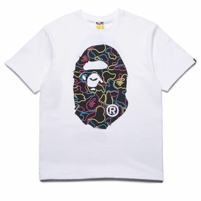 A Bathing Ape Neon Camo Big Ape Head Tee - White Wonder Core