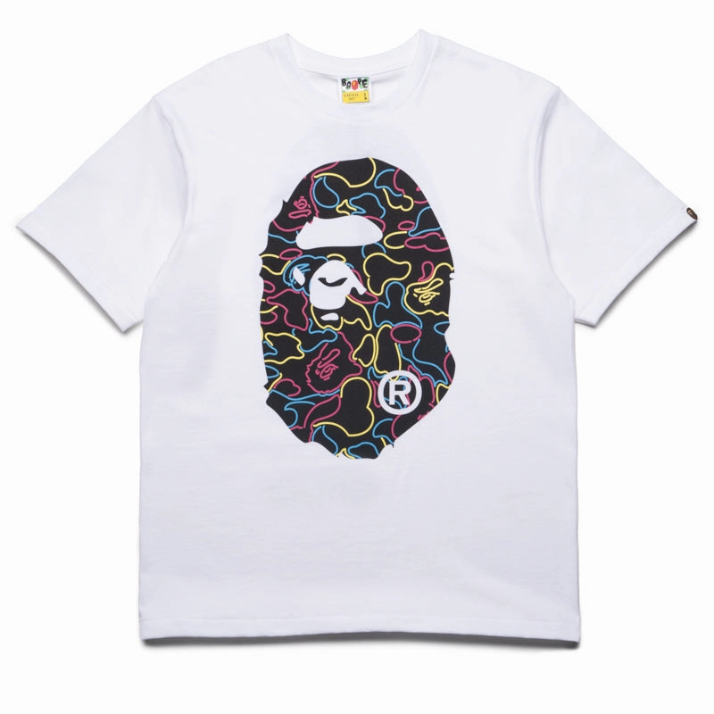 A Bathing Ape Neon Camo Big Ape Head Tee - White Wonder Core