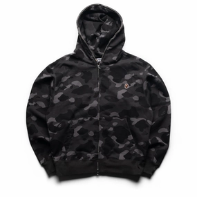 A Bathing Ape One Point Color Camo Cropped Full Zip Hoodie - Black Colorfast Technology BreathableFabric