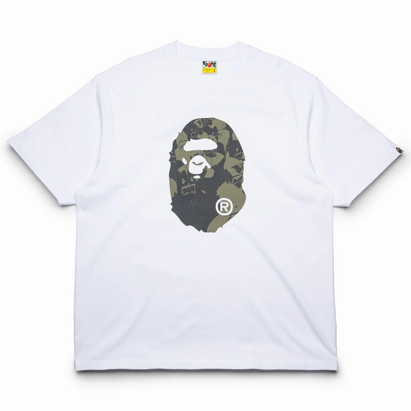 A Bathing Ape Shark Seijin Ape Head Tee - White AntiOdor Fabric Organza Fit