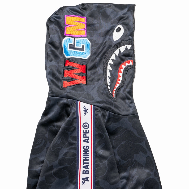 SlipResistantWaistband A Bathing Ape Solid Camo Shark Full Zip Hoodie - Black