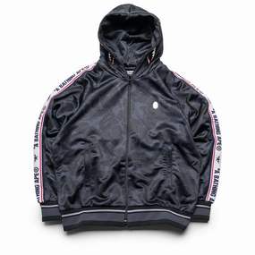 A Bathing Ape Solid Camo Shark Full Zip Hoodie - Black Thermal regulation summer shorts