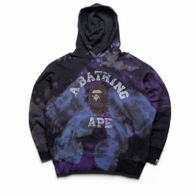 Strong Soul Quick Core A Bathing Ape Tie Dye College Pullover Hoodie - Black