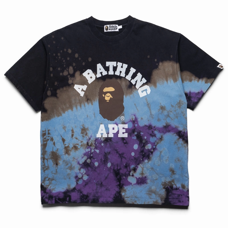 A Bathing Ape Tie Dye College Tee - Black Hike Fit