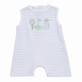Putting Green Applique Short Playsuit - Light Blue Push Edge