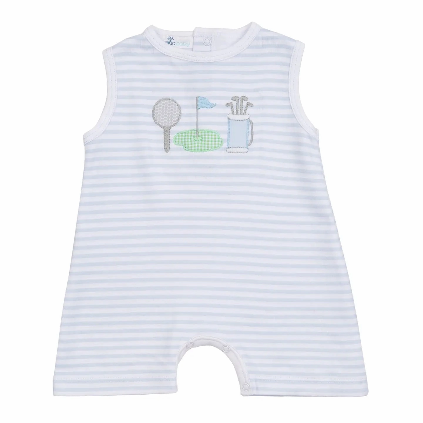 Putting Green Applique Short Playsuit - Light Blue Push Edge