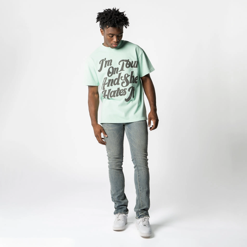 warm fleece Always On Tour She Hates It Tee - Mint