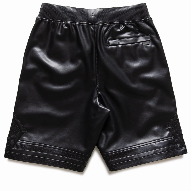 Air Jordan Vegan Leather Diamond Shorts - Black Modern Outfit ElasticFree