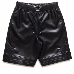 Air Jordan Vegan Leather Diamond Shorts - Black ThermalRegulatingFabric ReflectiveTrims