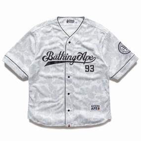 A Bathing Ape Camo Stripe Baseball Jersey - Gray Simple Layering Frost Glow