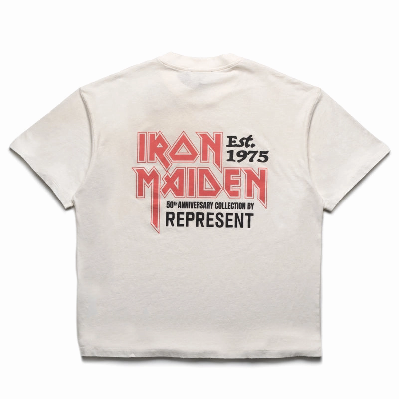 Iron Maiden x Represent Anniversary Tee - Washed Ecru Retro cool Velvet Soul