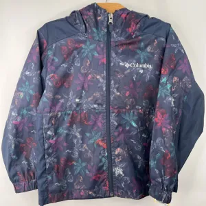 Size 4-5: Columbia Blue/Colorful Floral Rain Coat Weather Gear
