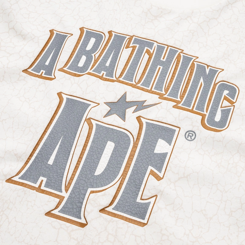 A Bathing Ape Crack Print Pattern Logo Tee - White Easy Fit Frost Glow
