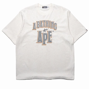 Energy Flow Warm Fashion A Bathing Ape Crack Print Pattern Logo Tee - White