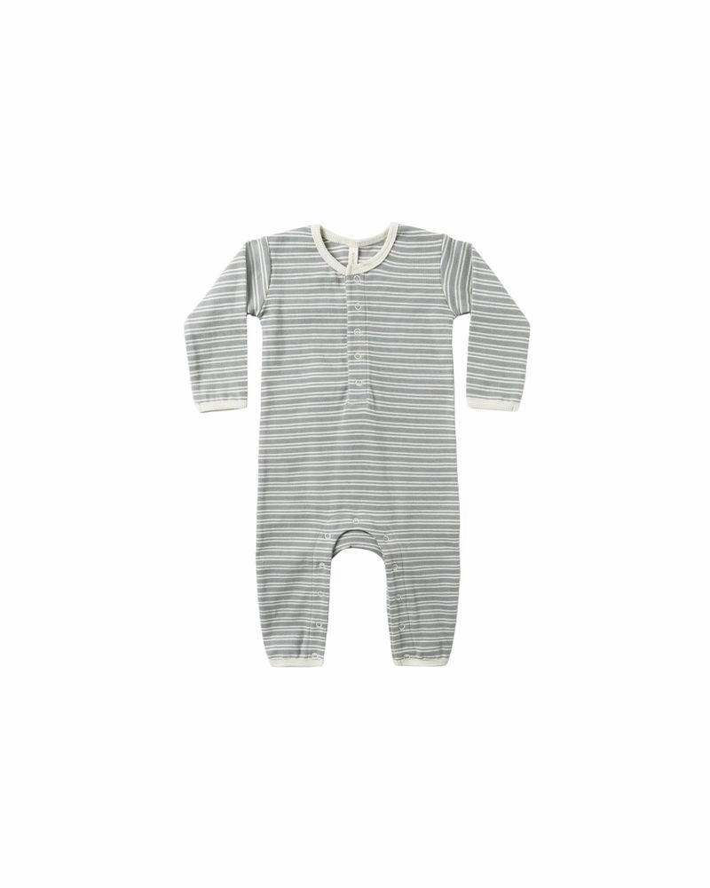 Ribbed Baby Jumpsuit | Steel Blue Micro Stripe Transitional Fashion