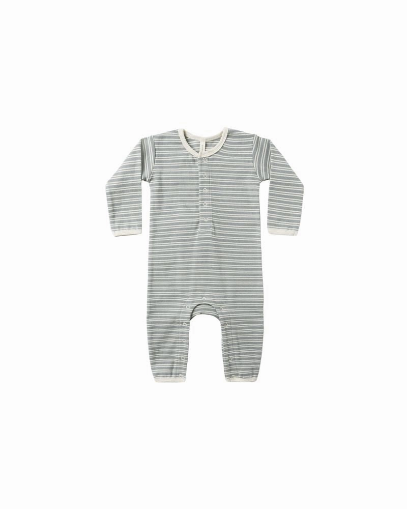 Ribbed Baby Jumpsuit | Steel Blue Micro Stripe Inner Glow Luxury Mood