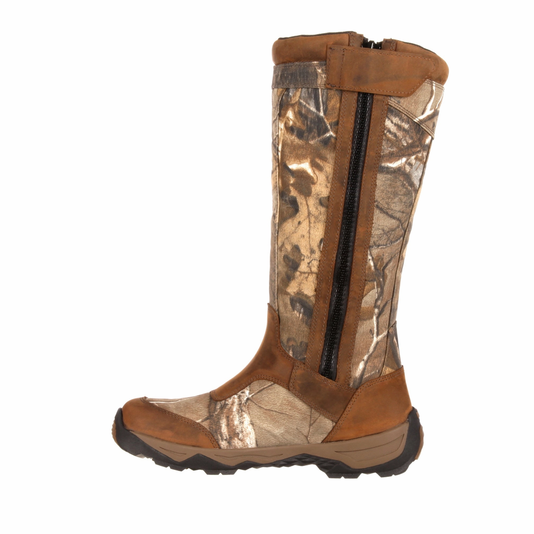 Rocky Retraction Men's Waterproof Side-Zip Snake Soft Toe Boots Rks0243 In Brown Realtree Edge Thermoregulating Insole Seamless Comfort Winter Walker