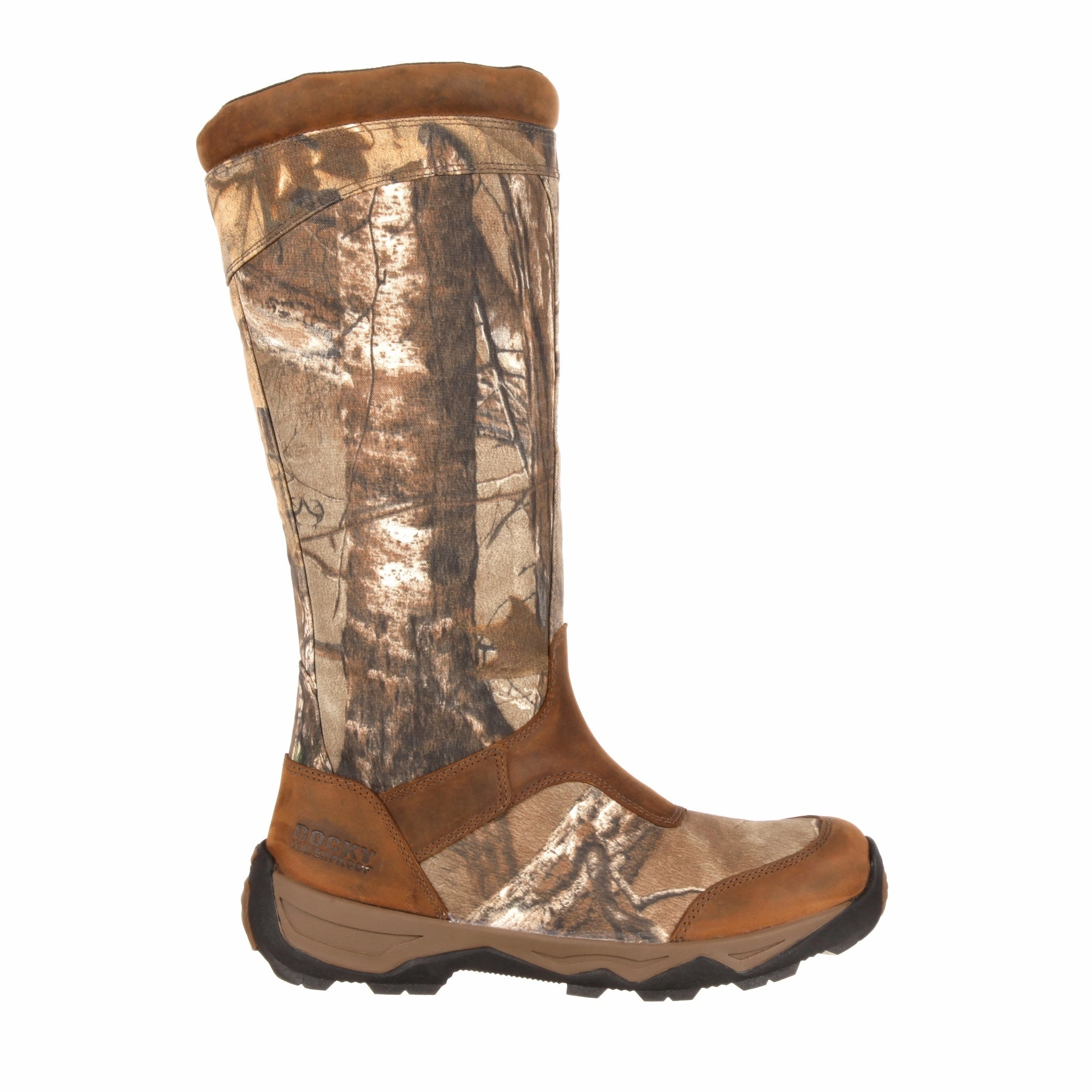 Rocky Retraction Men's Waterproof Side-Zip Snake Soft Toe Boots Rks0243 In Brown Realtree Edge Wedge Sole