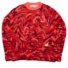 Mesh Glow Walk Mood Advisory Board Crystals Camo Crewneck - Red