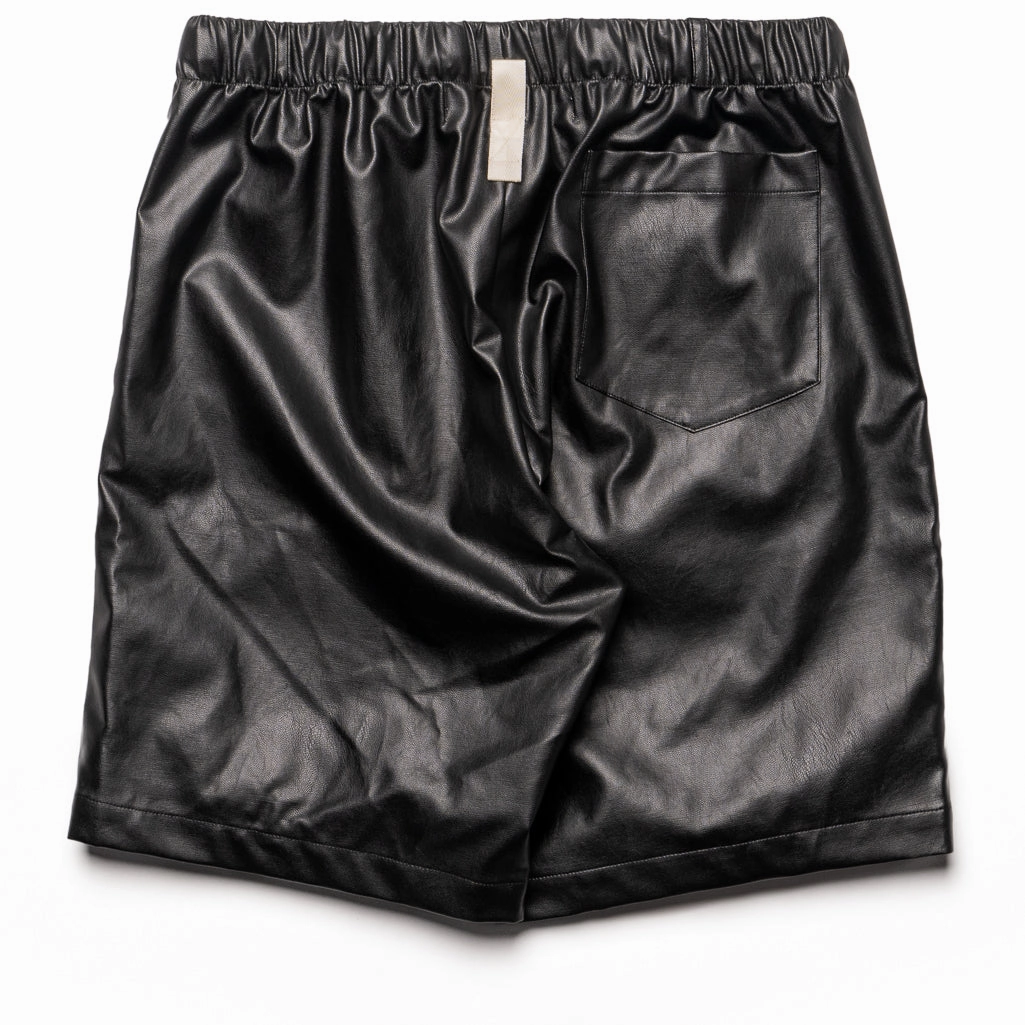 Classic Suit Athletic Apparel Advisory Board Crystals Faux Leather Shorts - Black